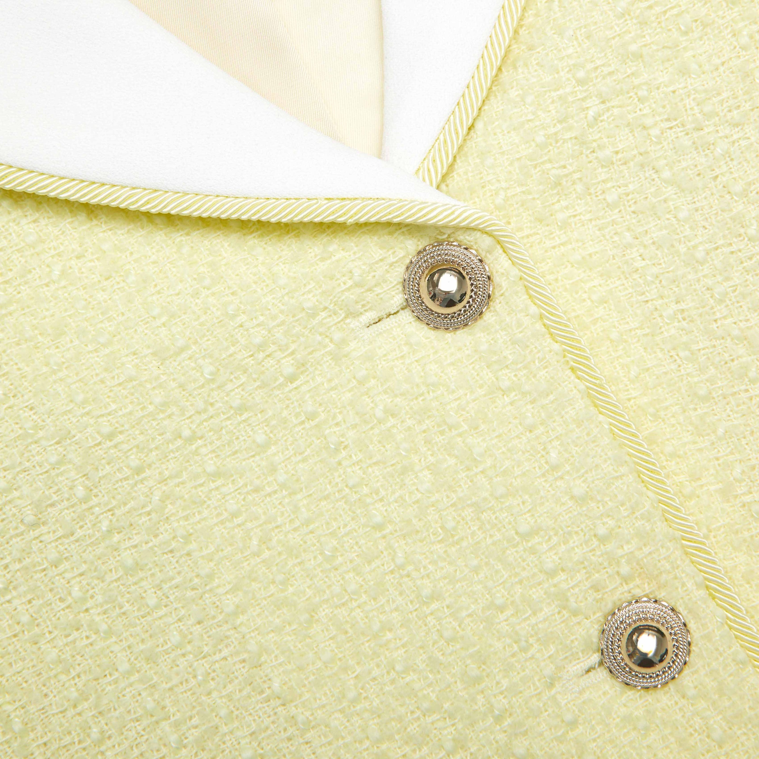 Yellow Boucle Contrast Collar Jacket - 5