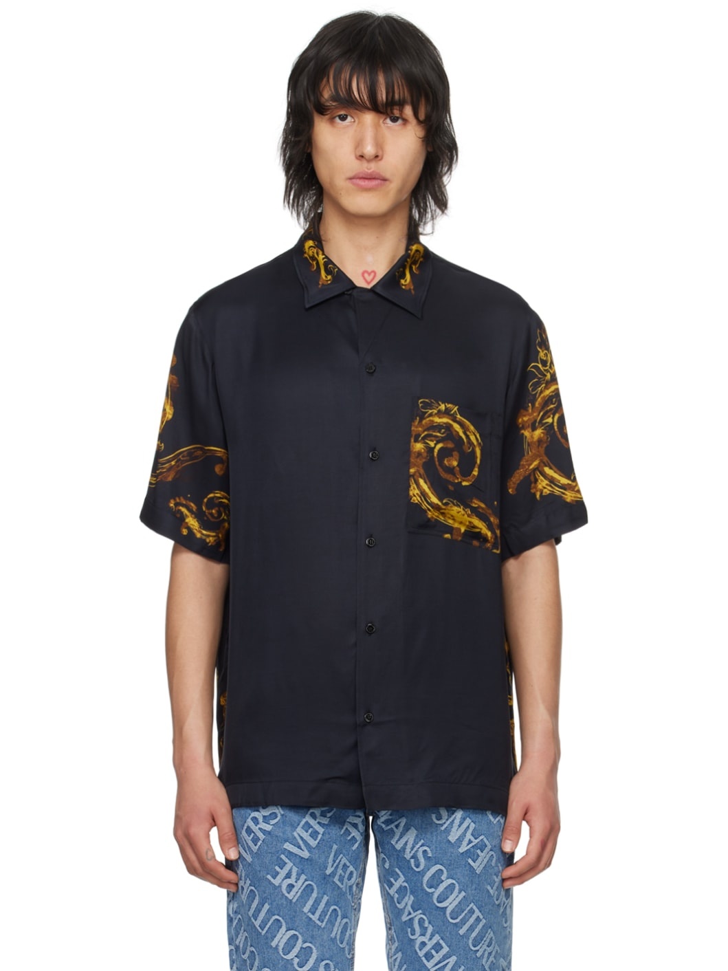 Black Watercolor Couture Shirt - 1