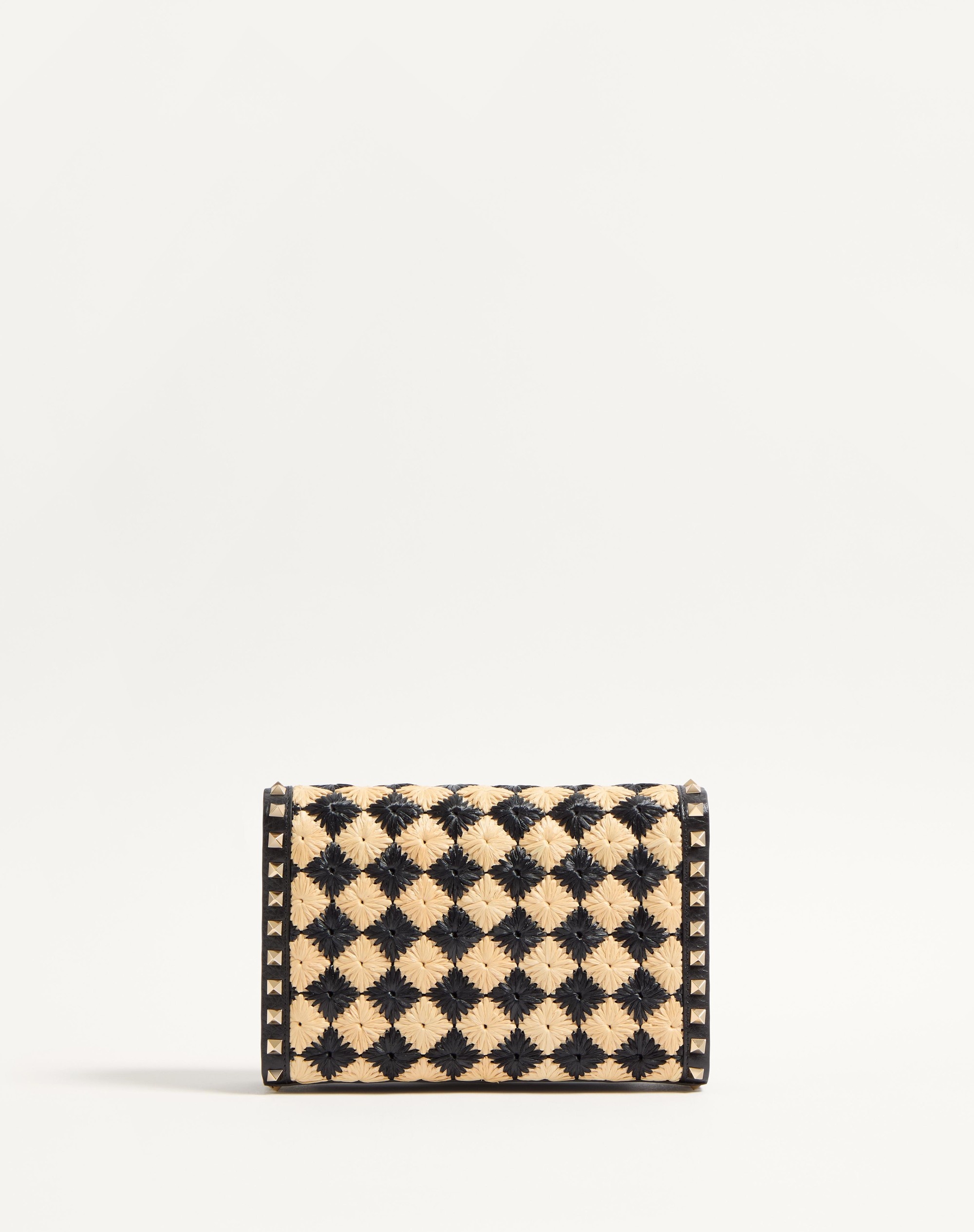 VALENTINO GARAVANI ROCKSTUD SMALL SHOULDER BAG IN EMBROIDERED SYNTHETIC RAFFIA - 4