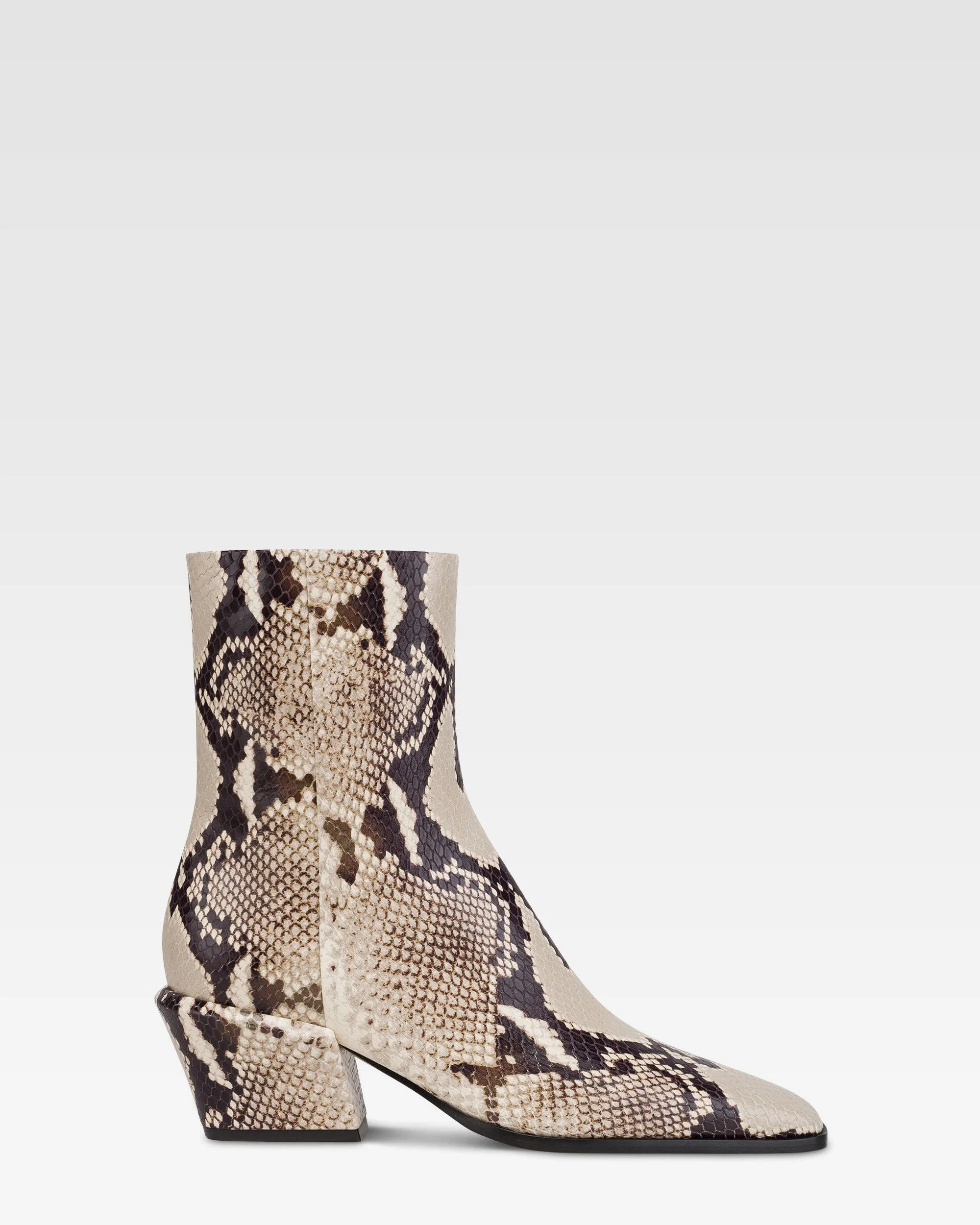 Python-print leather ankle boot - 1