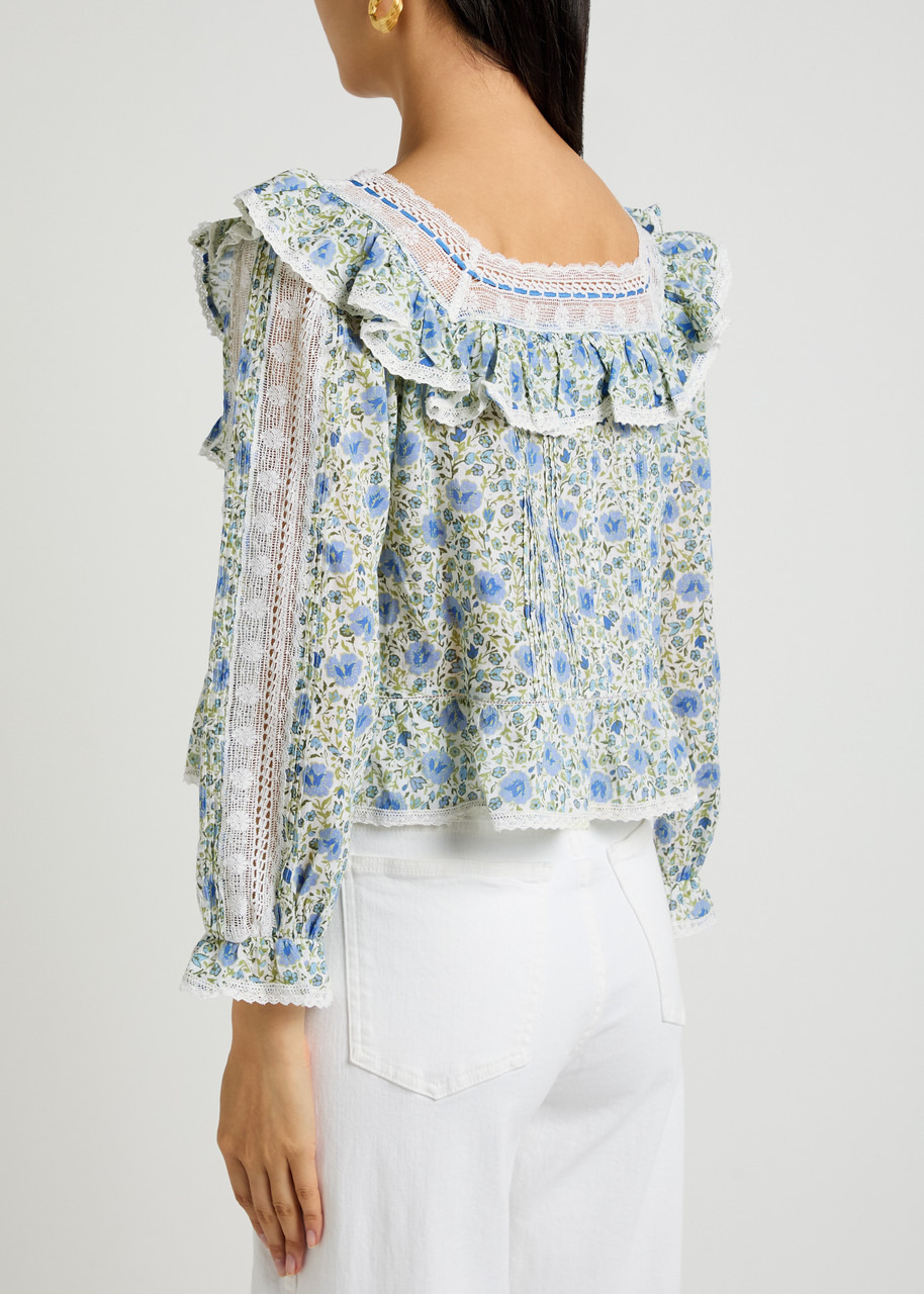 Rixo Oceana Floral-print Ruffled Cotton Blouse - 3