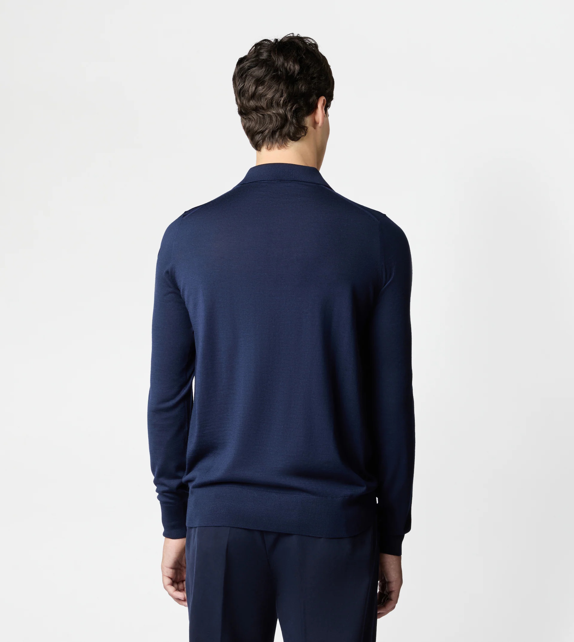 POLO SHIRT IN T15 WOOL - BLUE - 3