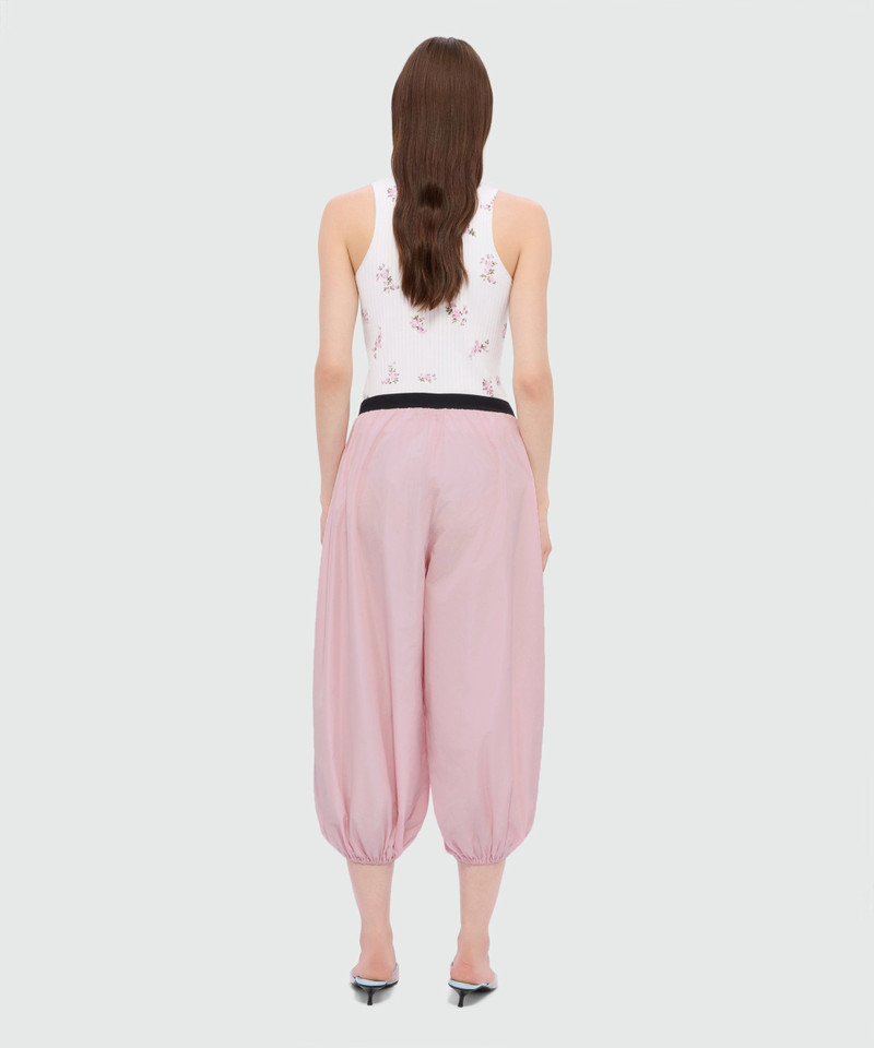 Pink taffeta trousers with logo elasticated waistband 3