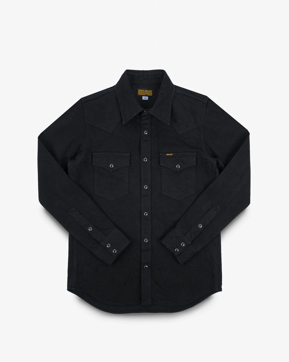IHSH-396-BLK 13.5OZ DENIM WESTERN SHIRT - BLACK - 1