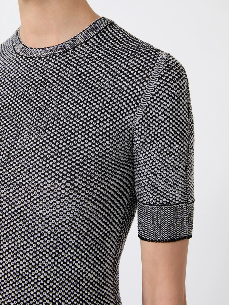 ATTUALE Viscose short-sleeved mesh jumper - WHITE BLACK 6