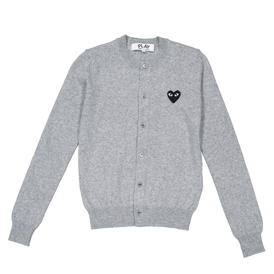 Comme Des Garcons Black Heart Logo Cardigan In Grey - 5