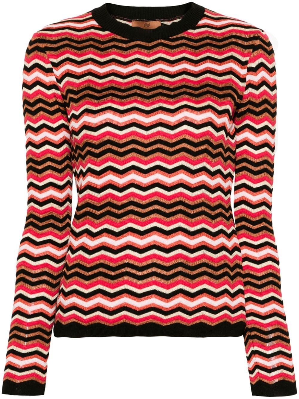 zigzag-woven crew-neck jumper - 1