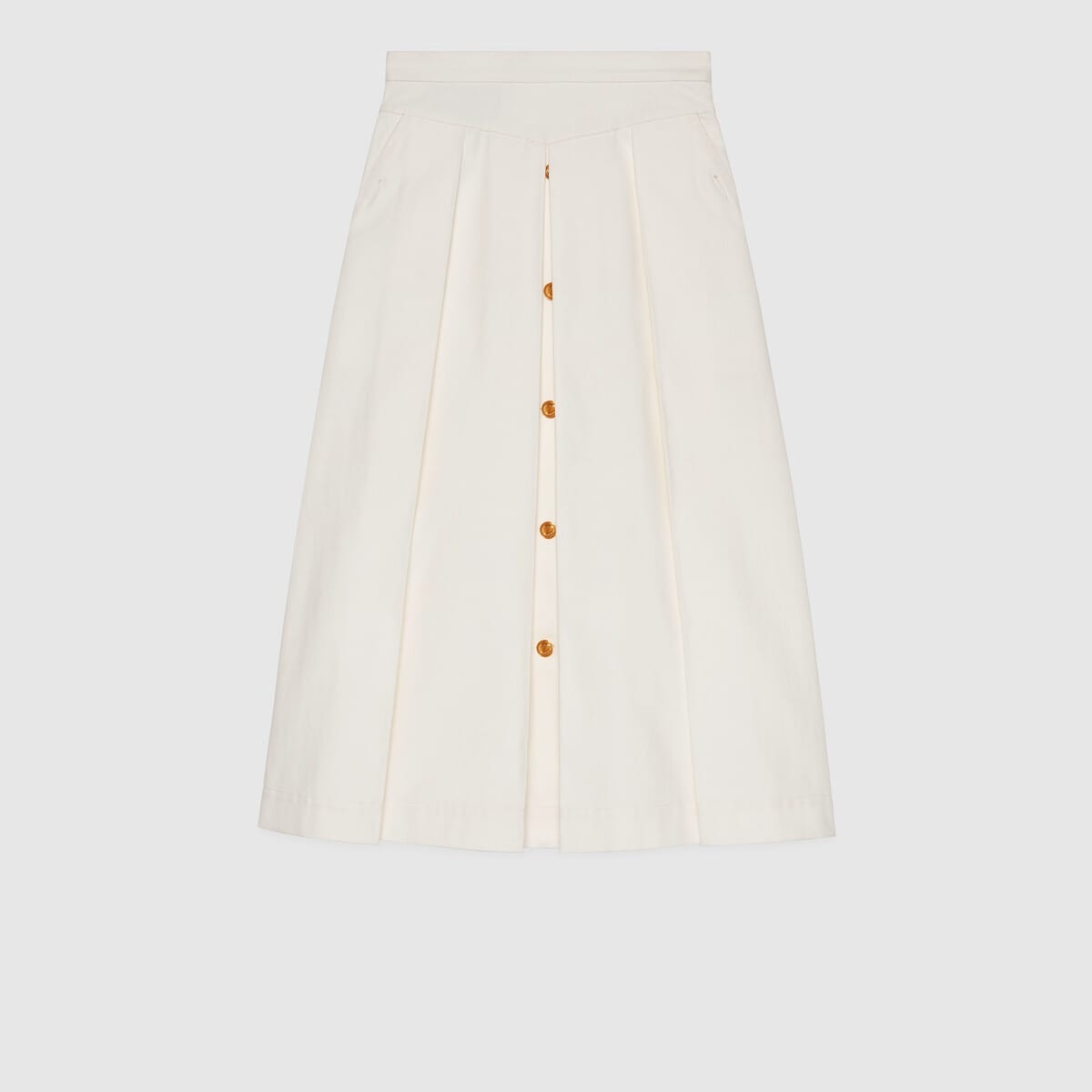 Cotton canvas skirt with pleats - 1