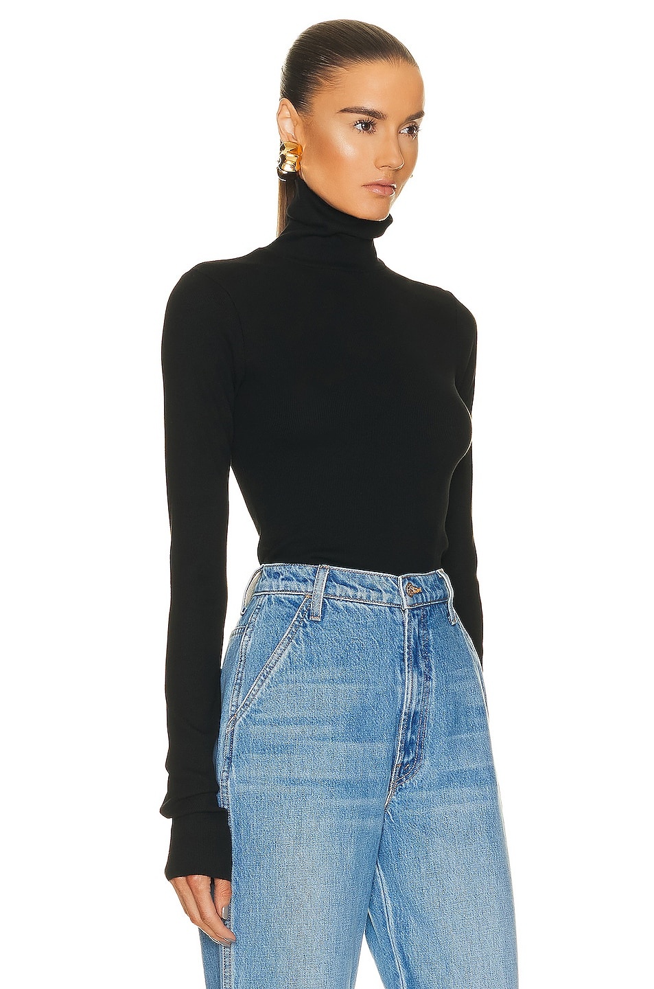 Cropped Fitted Turtleneck Top - 2
