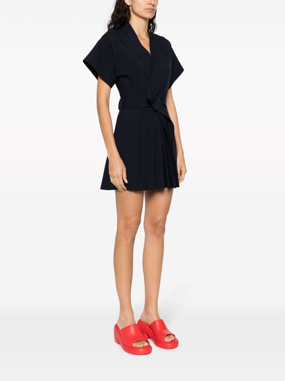 pleated wrap minidress - 3