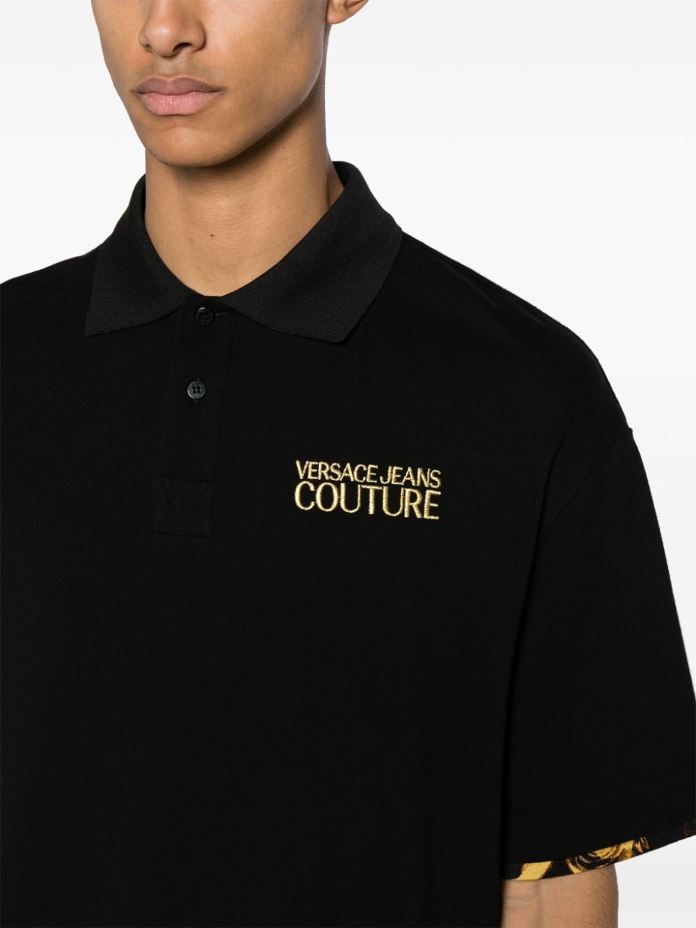 Barocco-trim polo shirt - 5