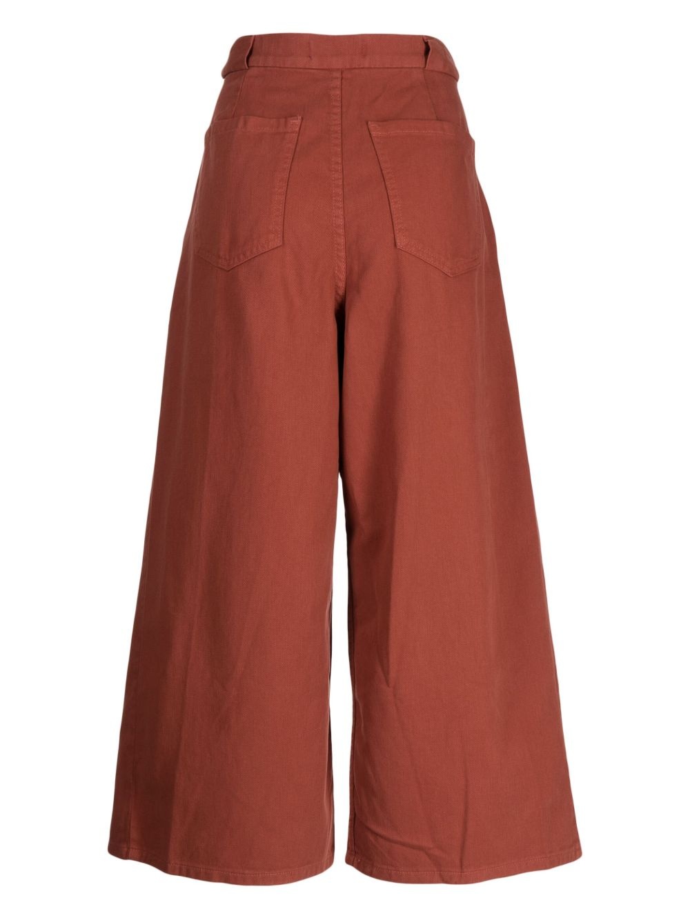 wide-leg cropped cotton trousers - 2
