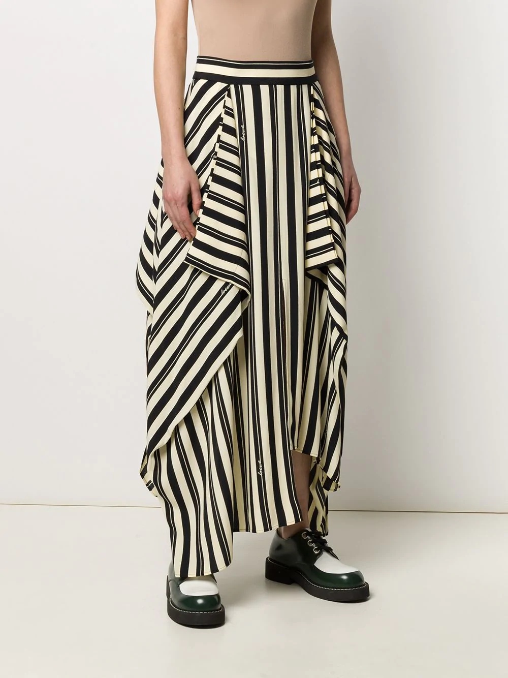 stripe panel asymmetric skirt - 3