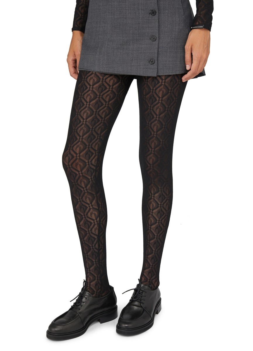 Marine Serre Moon diamant mesh jacquard tights | 24s