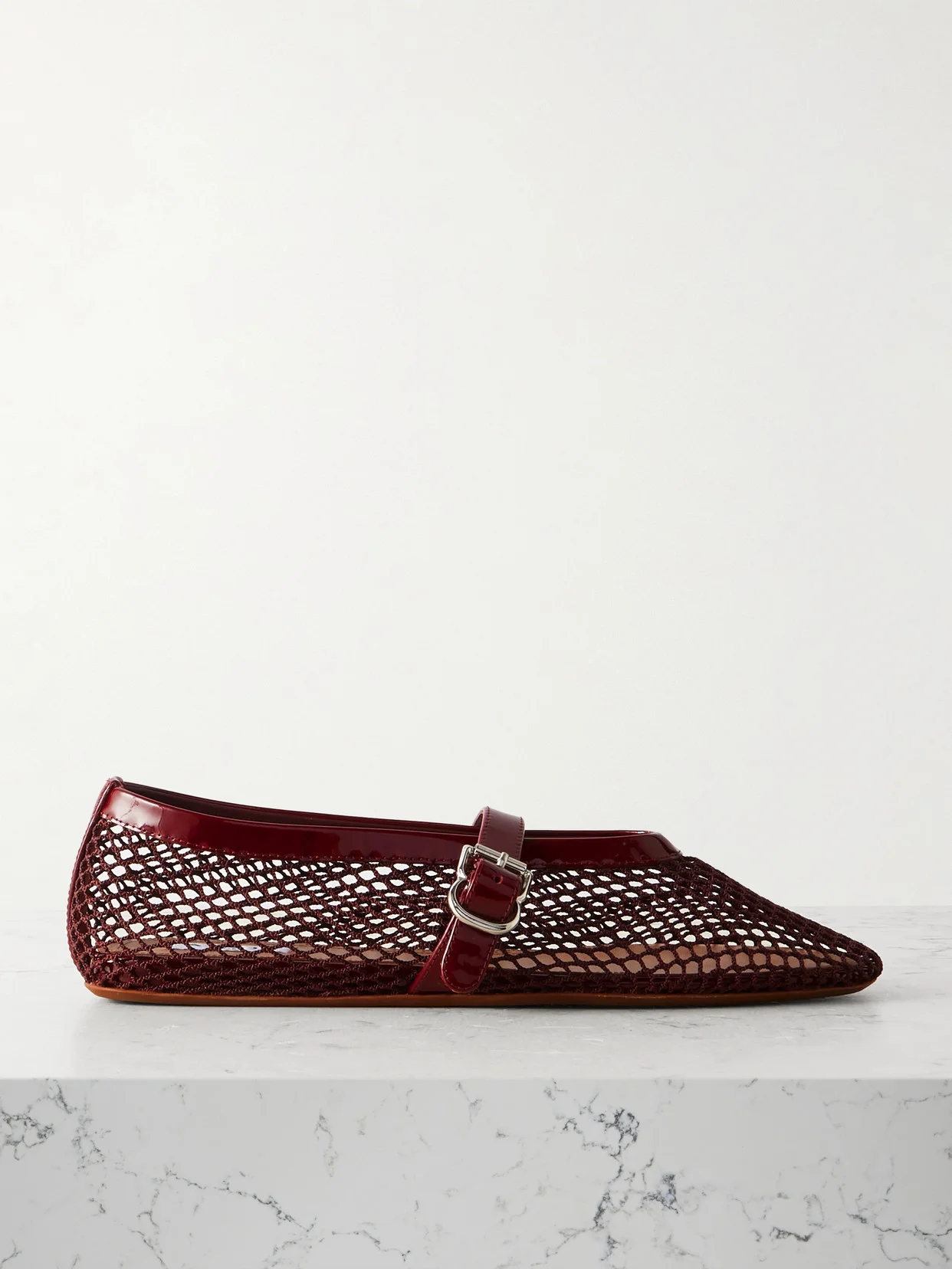 Patent Leather-trimmed Mesh Ballet Flats - 1