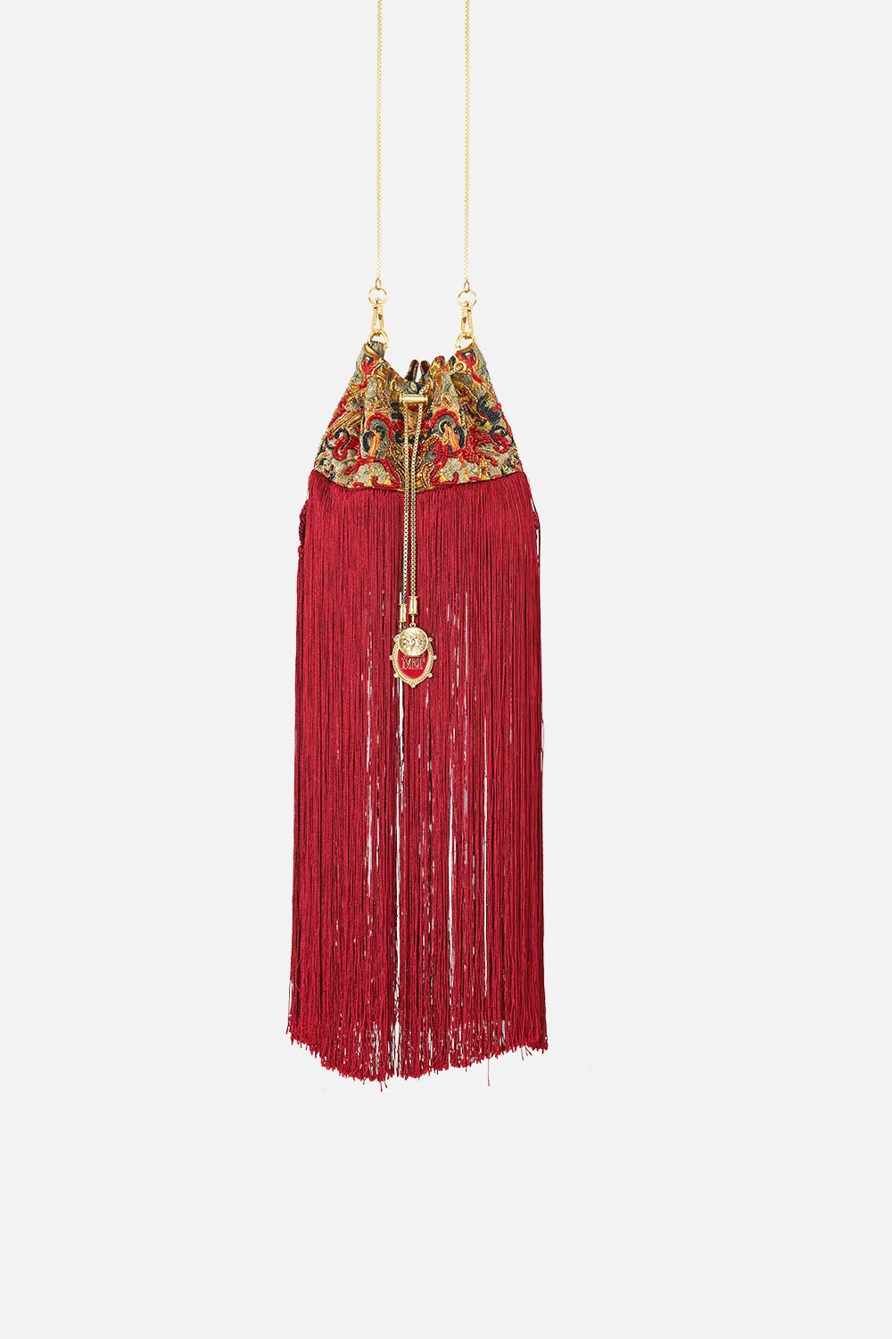 DRAWSTRING POUCH WITH FRINGING - 1