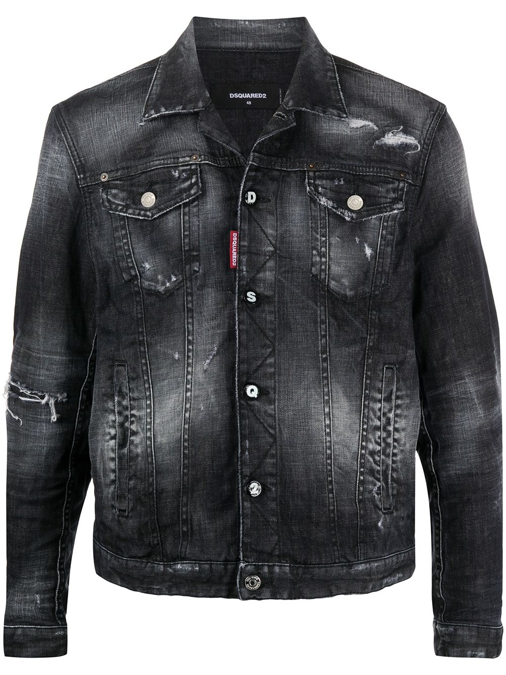 ripped-detail denim jacket - 1