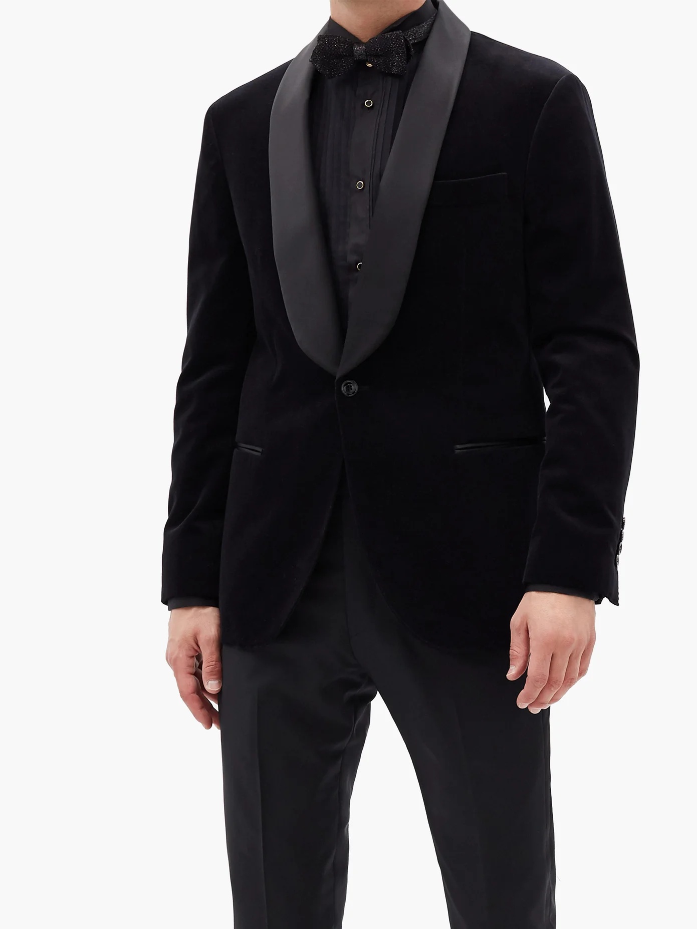 Knife-pleated plastron cotton-poplin tuxedo shirt - 2