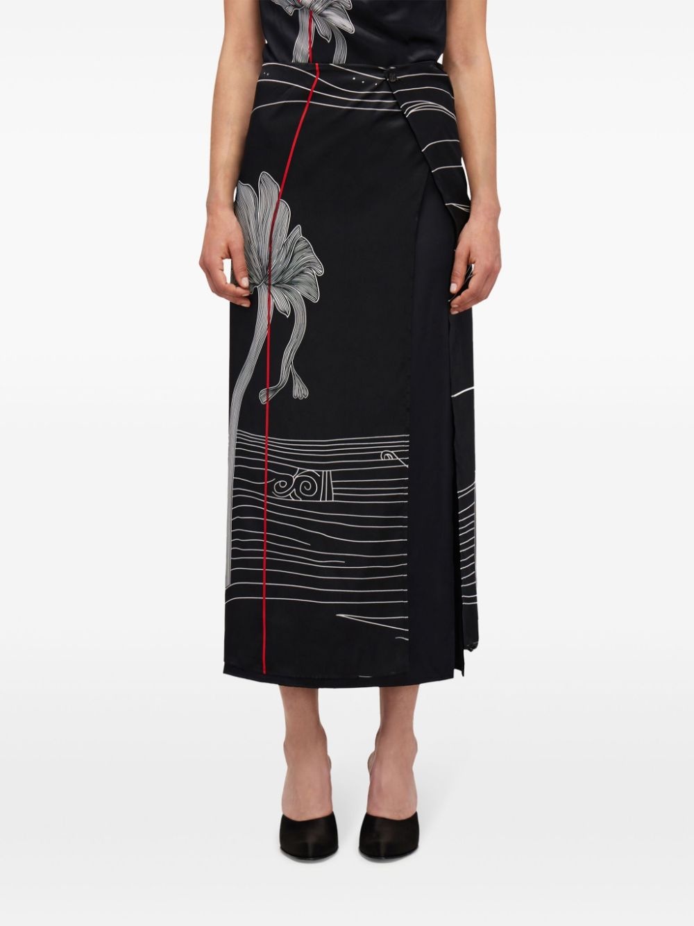 graphic-print silk skirt - 3