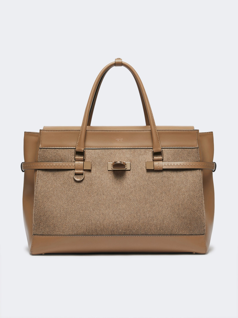 MARGAUXL25WS Large cashmere and leather handbag - BROWN 3