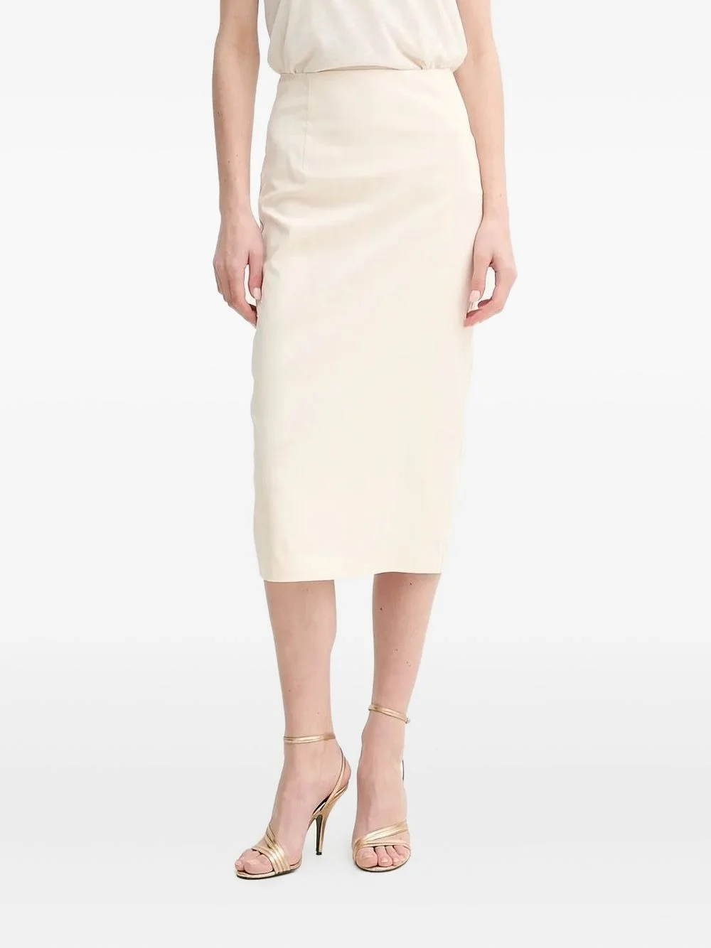 ruched-back midi pencil skirt - 1