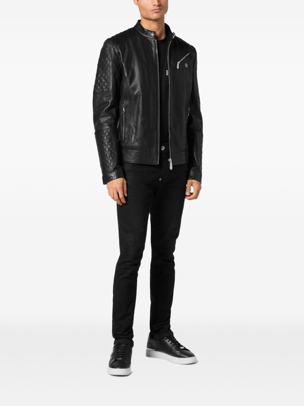 padded leather bomber jacket - 2