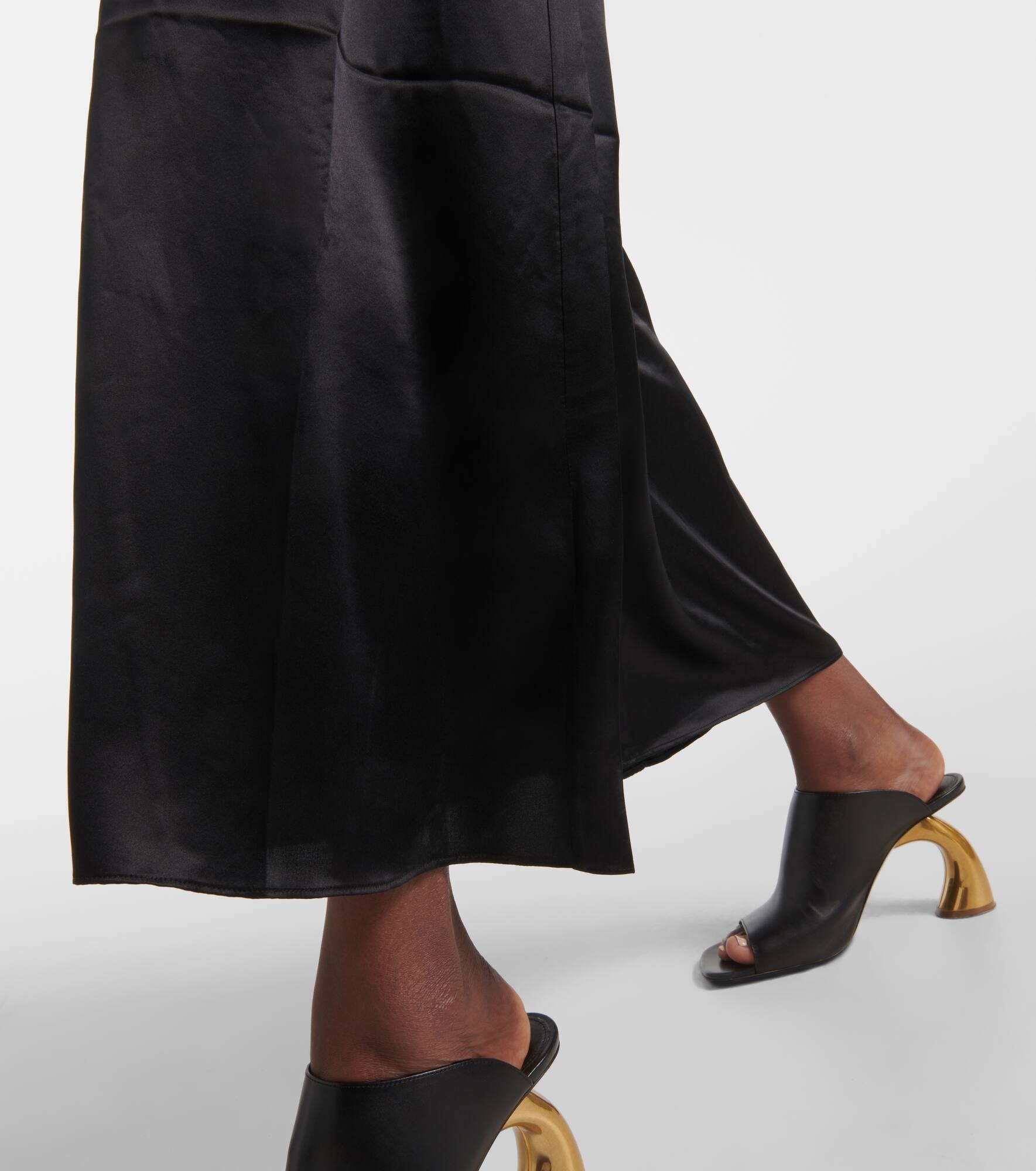 Lace-trimmed silk satin slip dress - 5