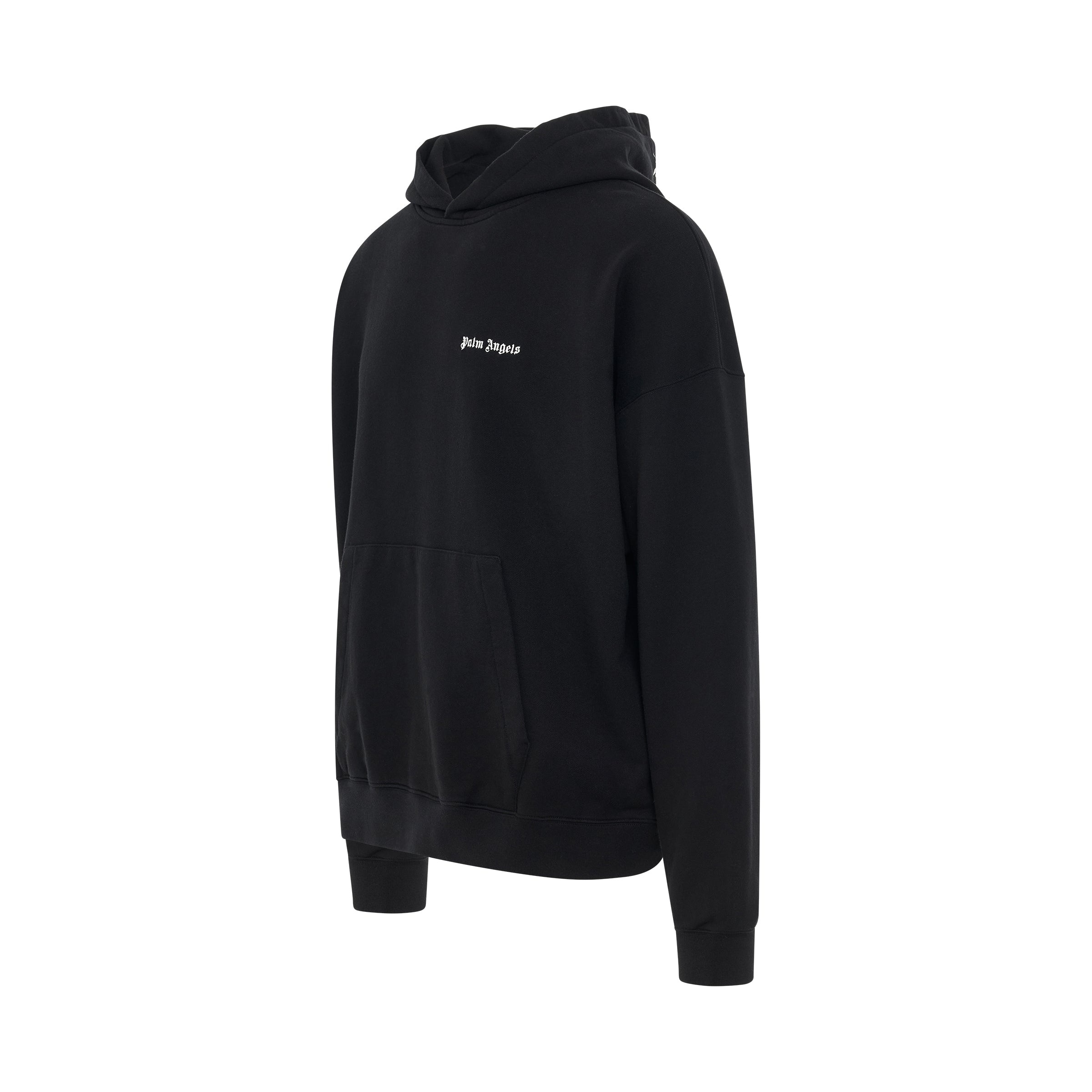 Cotton Embroidered Logo Hoodie in Black - 2