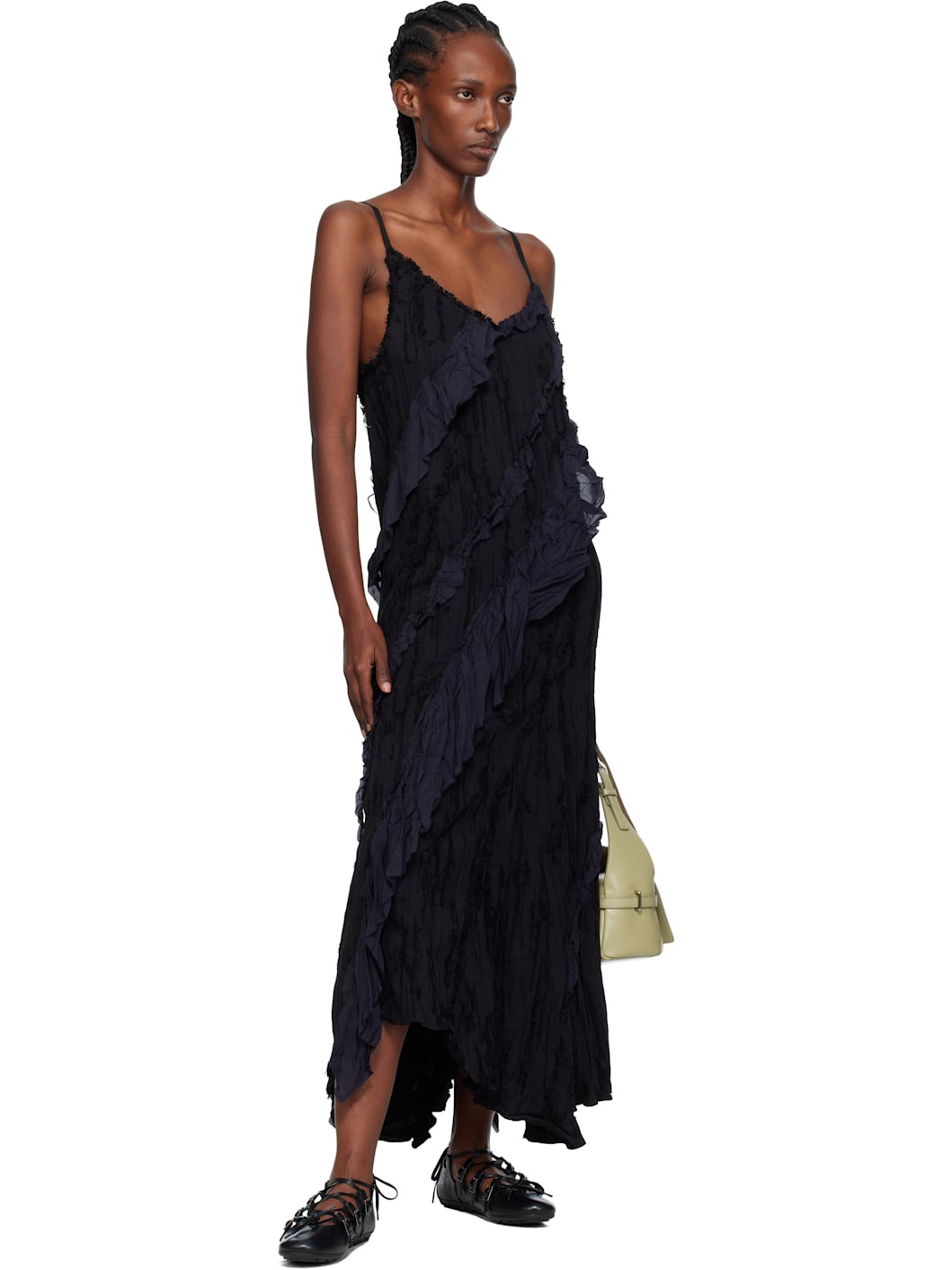 Black Ruffle Maxi Dress - 4