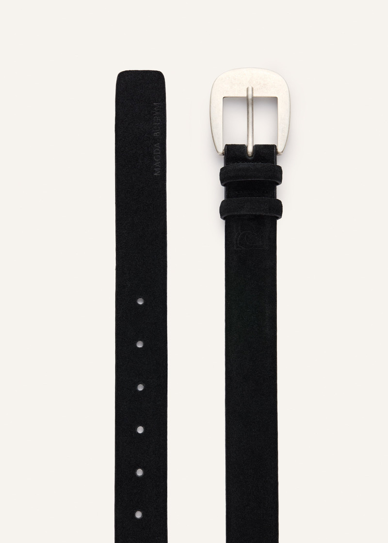 MAGDA BUTRYM Antique silver buckle belt in black suede outlook