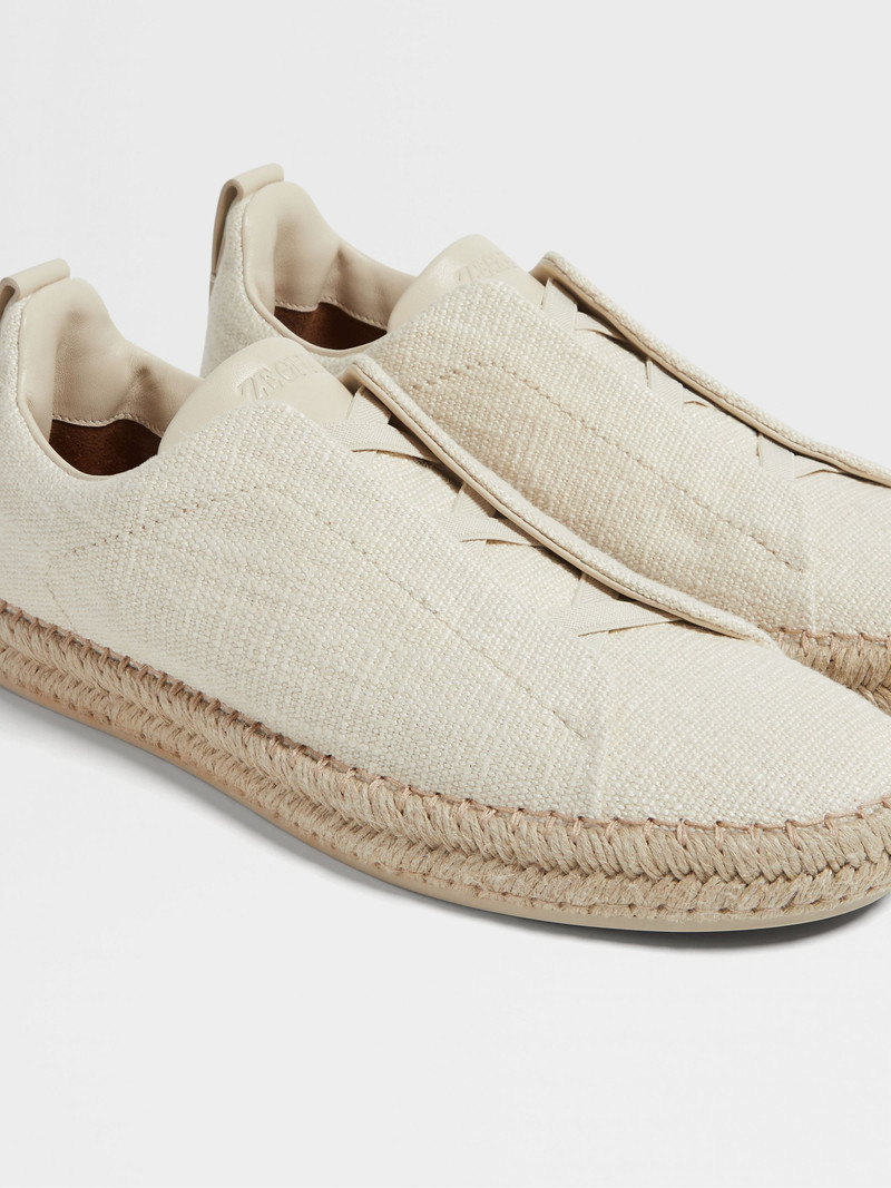 ZEGNA OFF WHITE LINEN BLEND TRIPLE STITCH™ ESPADRILLES outlook