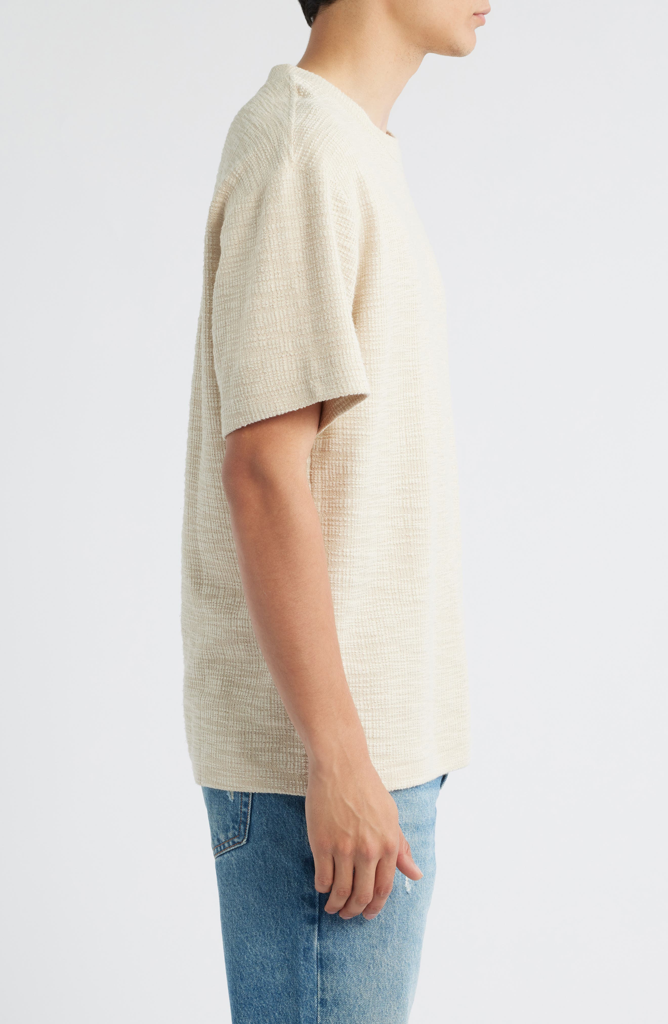 NN07 Nat 3520 Organic Cotton Blend Bouclé T-Shirt in Ecru at Nordstrom - 3