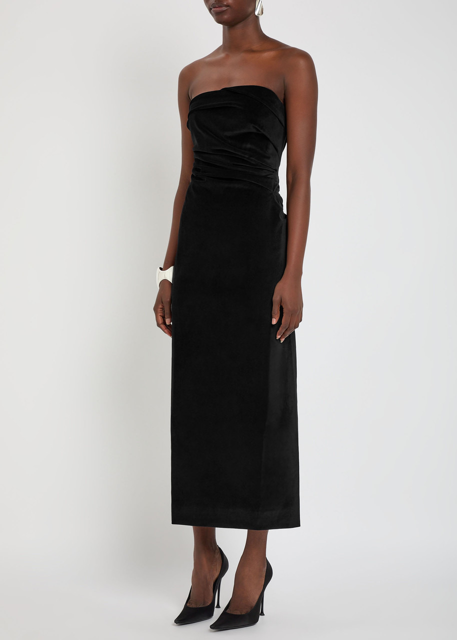 Tove Sabella Draped Velvet Midi Dress - 2