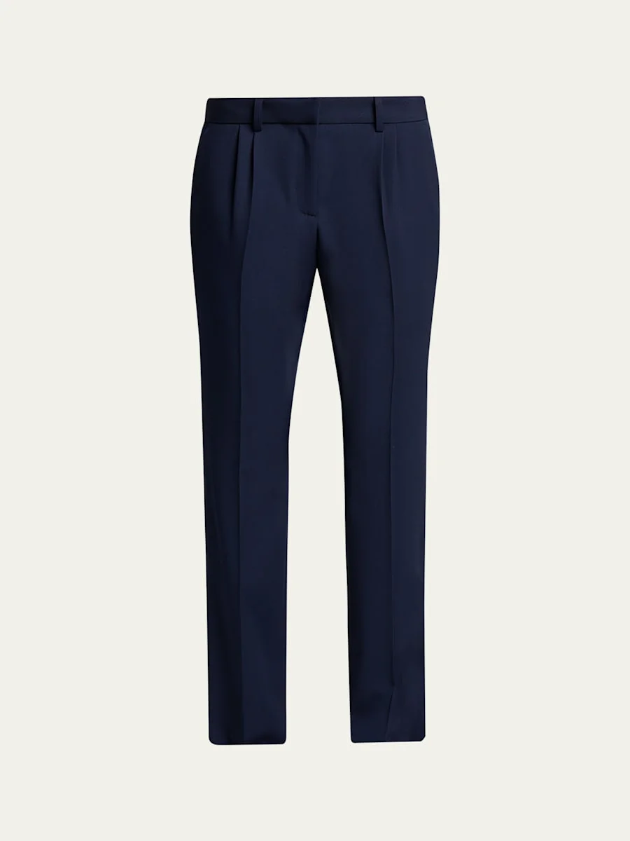 Barathea Wool Crepe Straight-Leg Trousers - 1