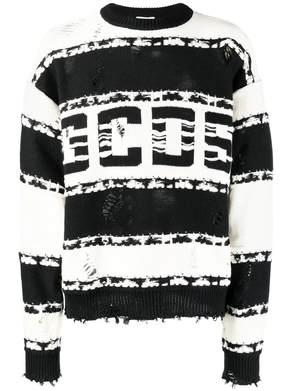 striped logo-intarsia jumper - 1