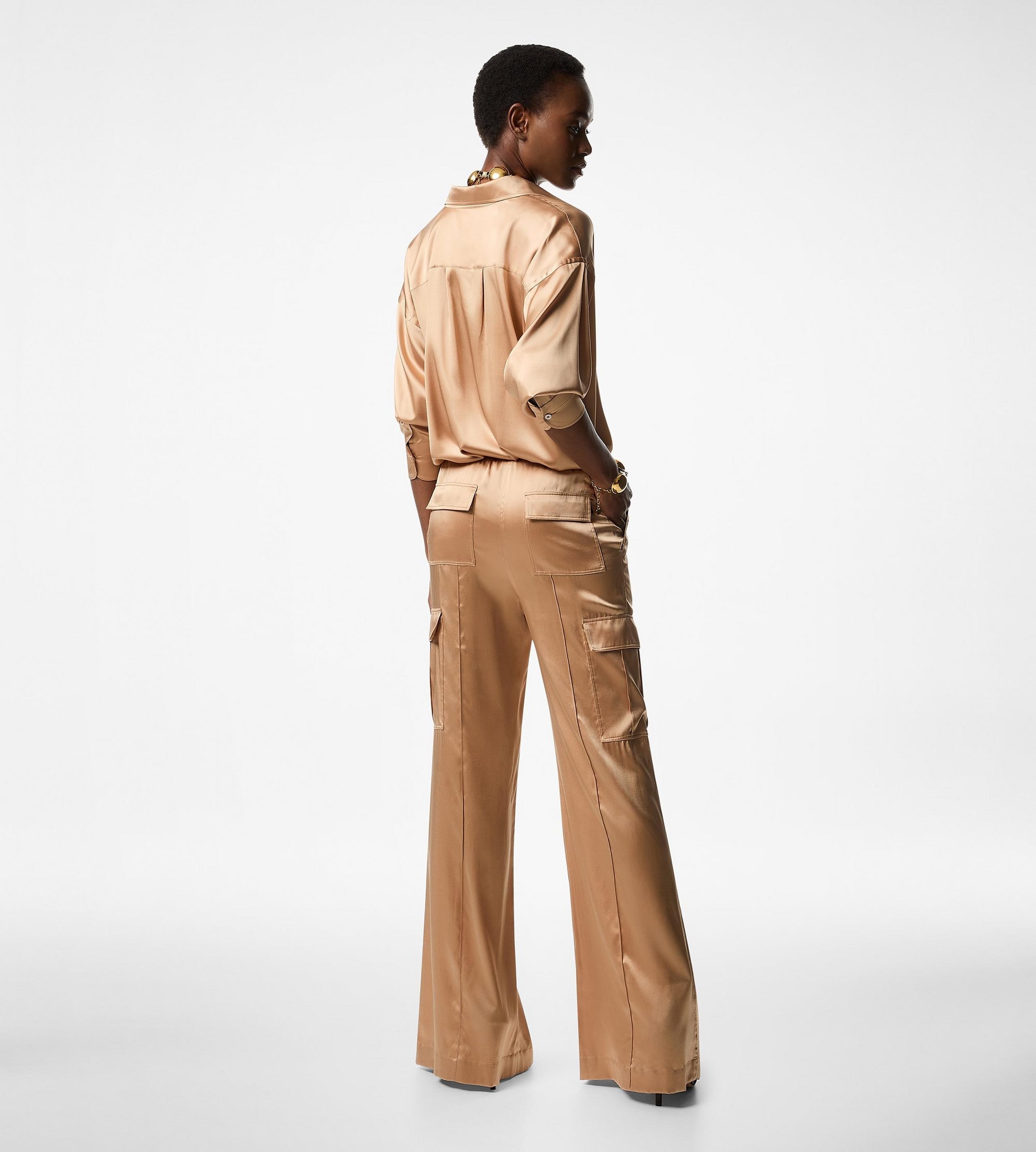 STRETCH SILK SATIN RELAXED FIT SHIRT - 4