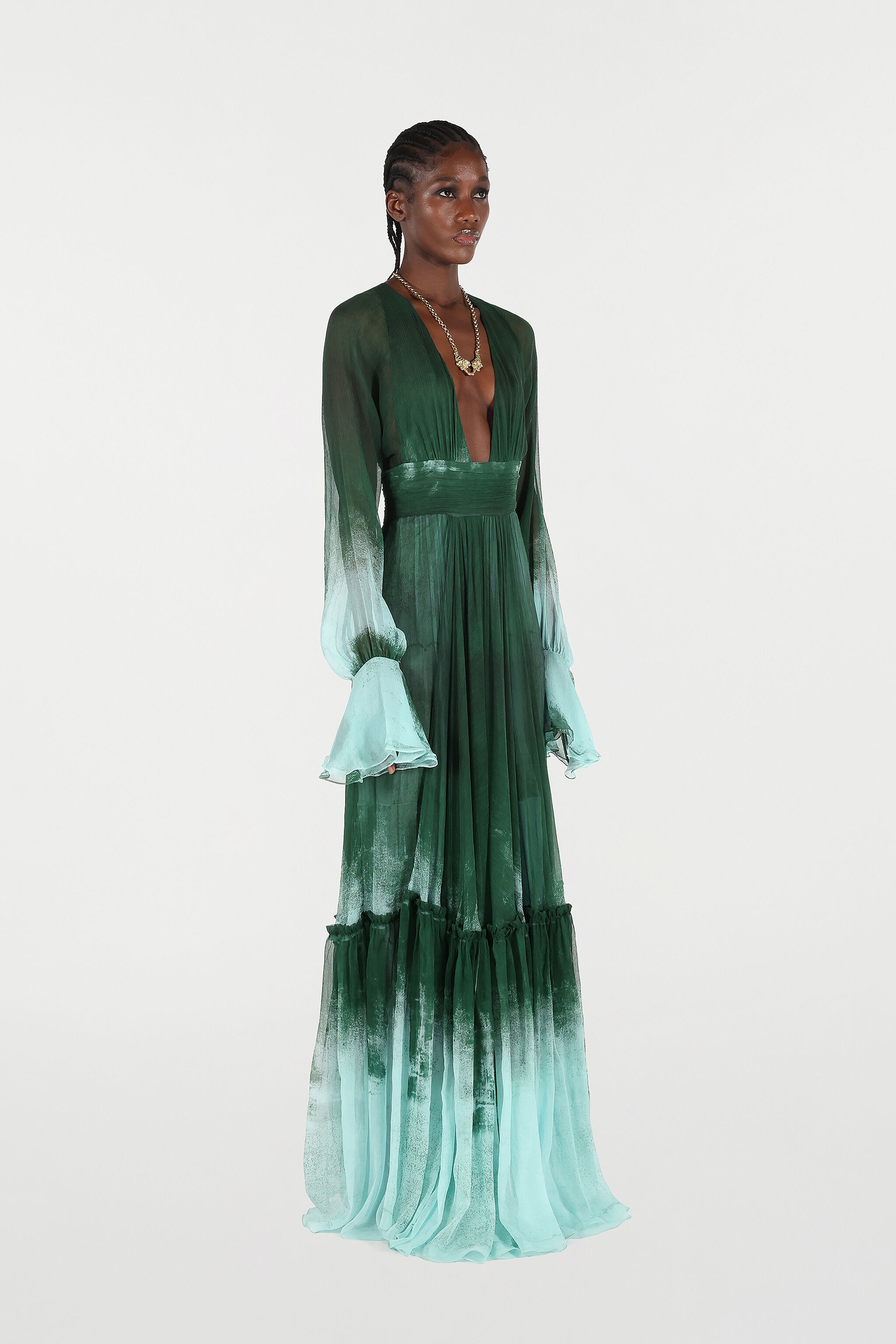 Long Empire-Style Pure Silk Dress - 3