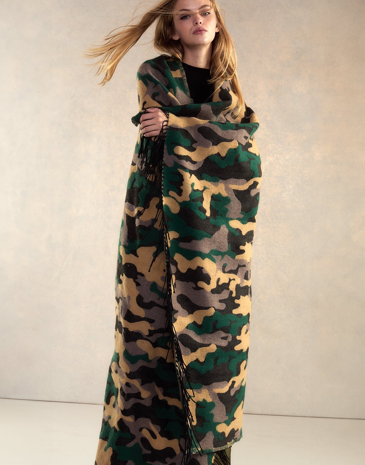 Wool Cashmere Blanket Wrap - 3