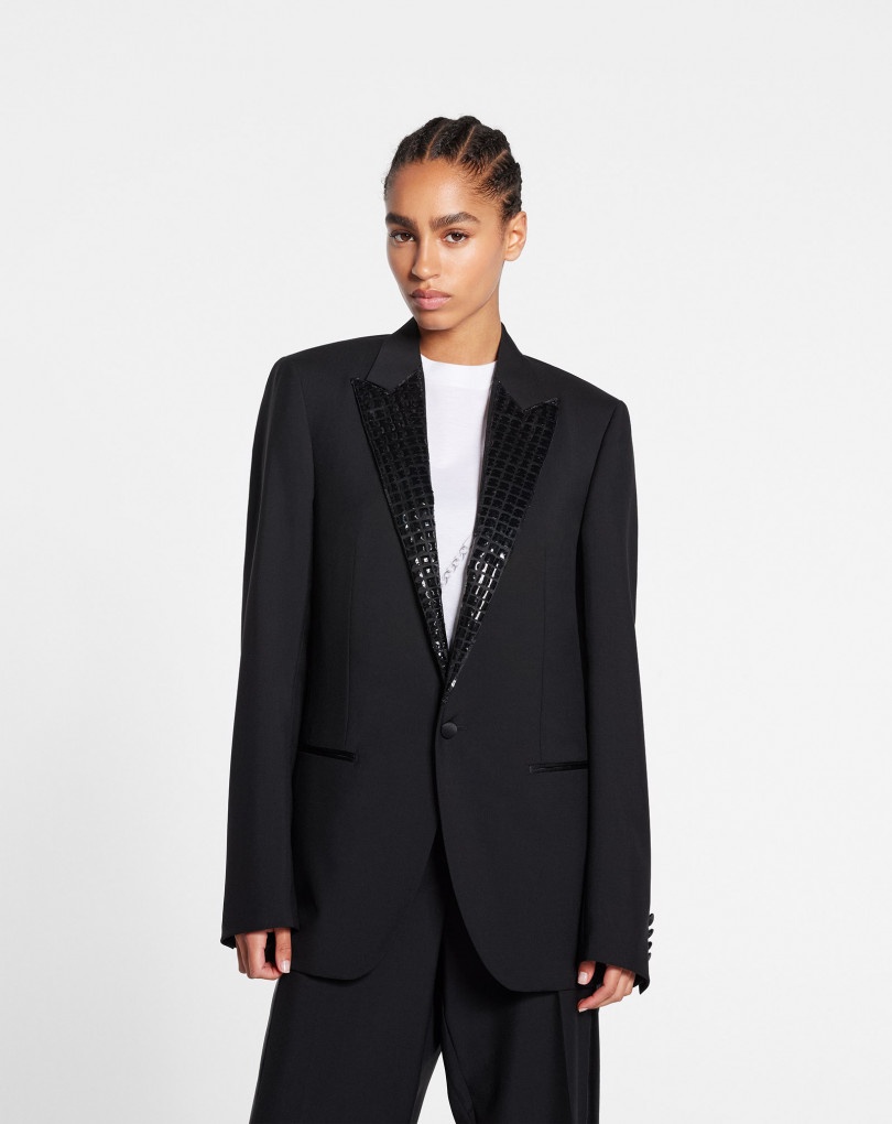 EVENING TAILORED JACKET WITH SEQUIN-EMBROIDERED LAPELS - 1