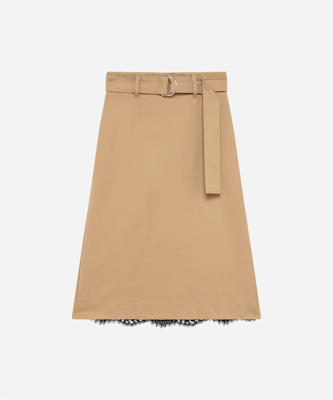 Gabardine skirt with satin and lace detail - 1