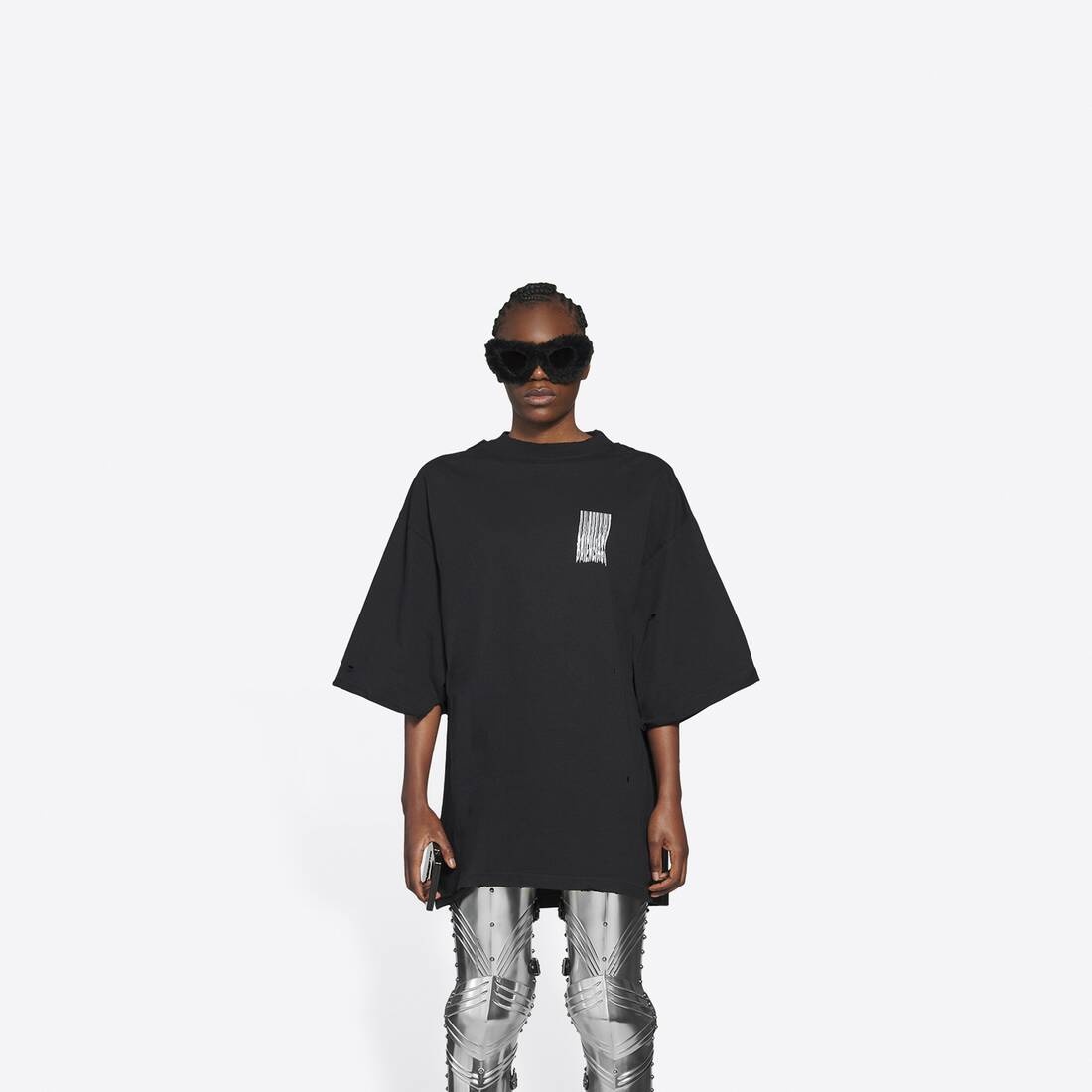 BALENCIAGA Barcode Wide Fit T-shirt in Black | REVERSIBLE