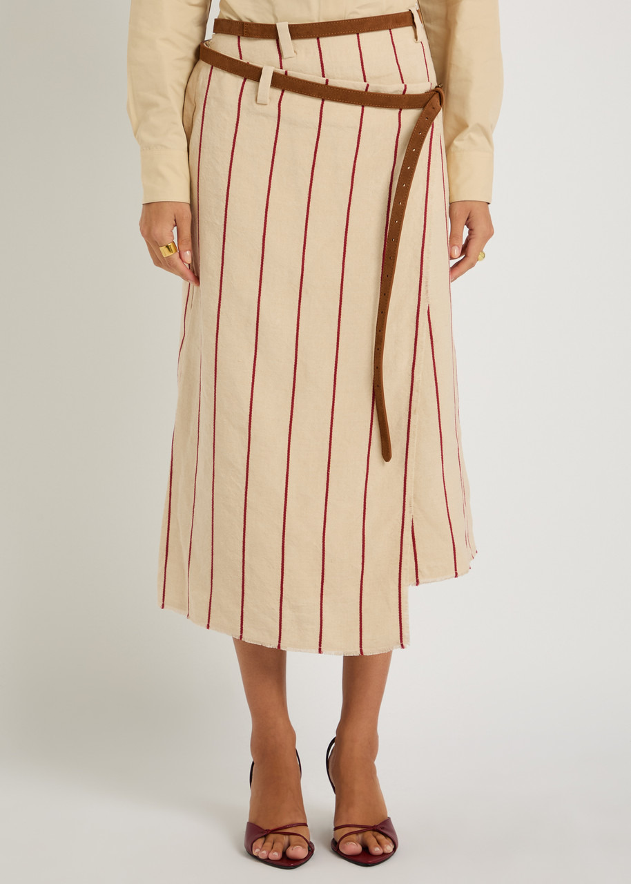 Bettter Pareo Striped Linen Midi Wrap Skirt - 2