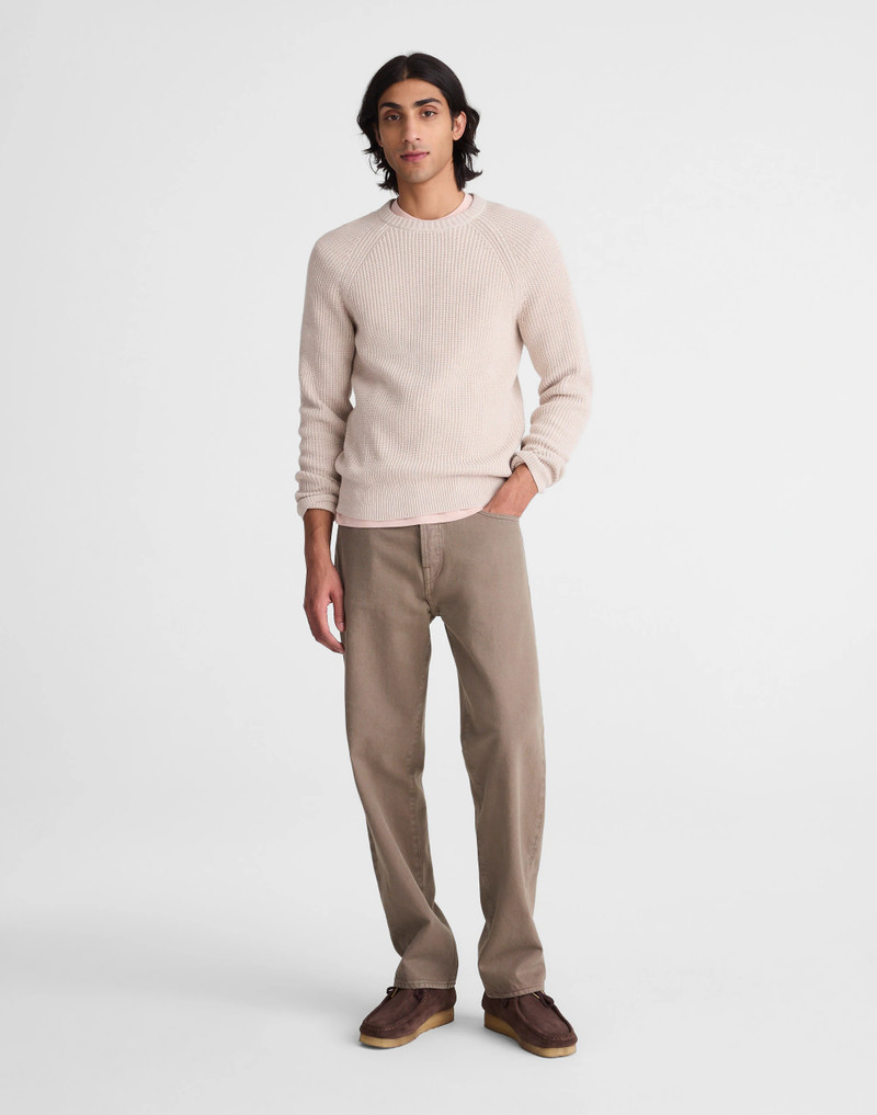 Cotton Shaker-Stitch Crewneck Sweater 3