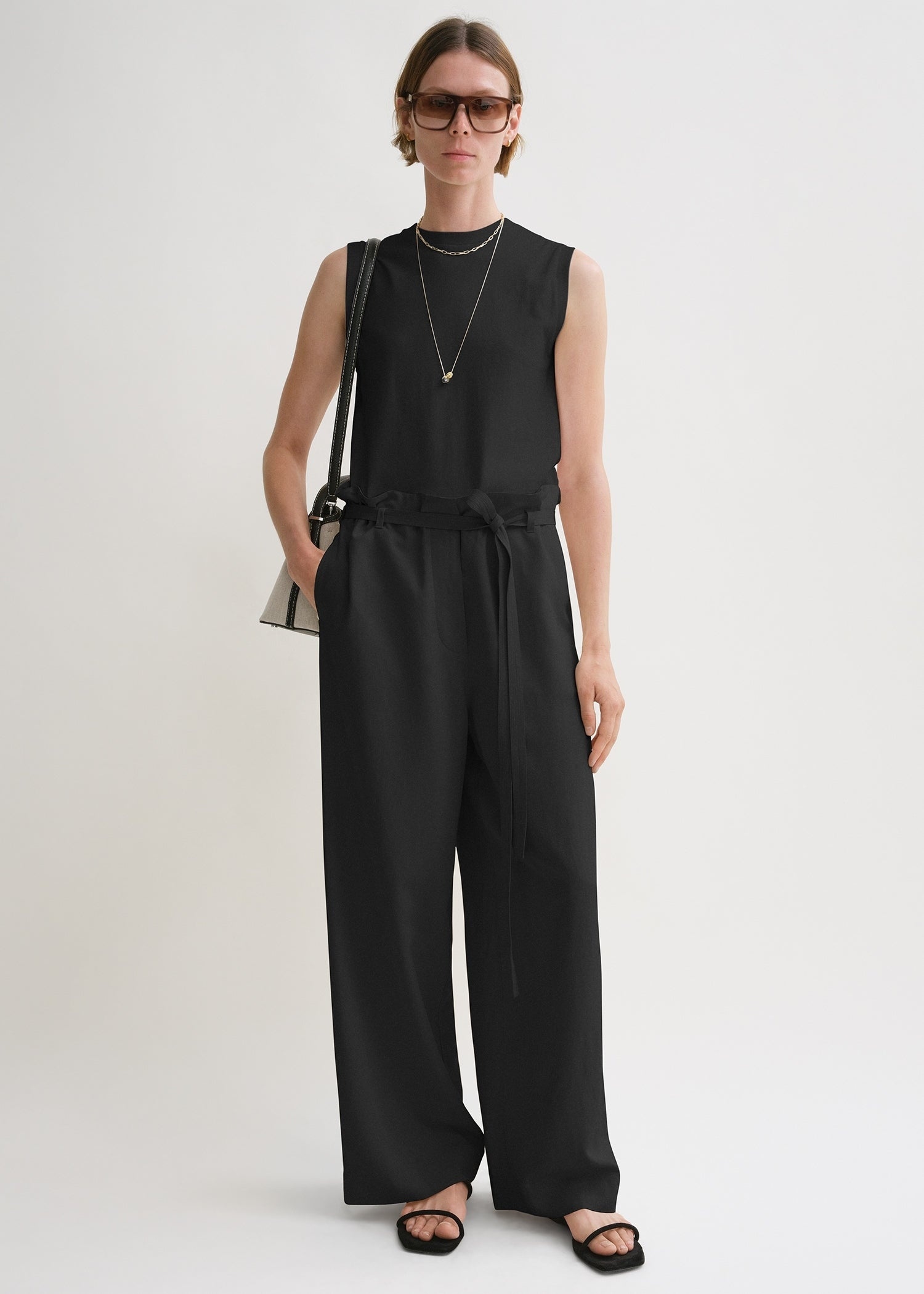 Fluid tie-waist trousers black - 3