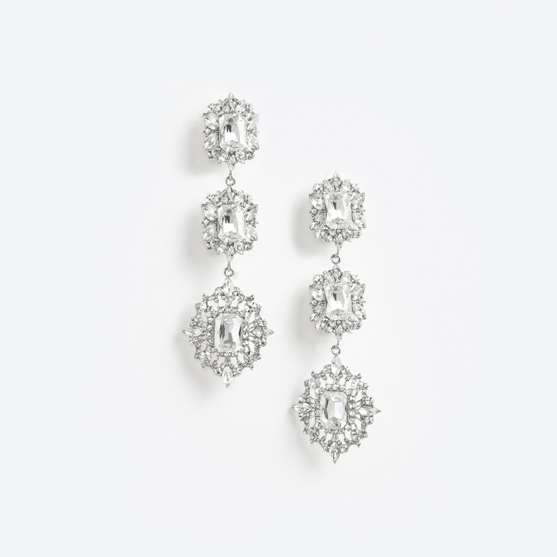 Crystal Tiered Earrings - 1