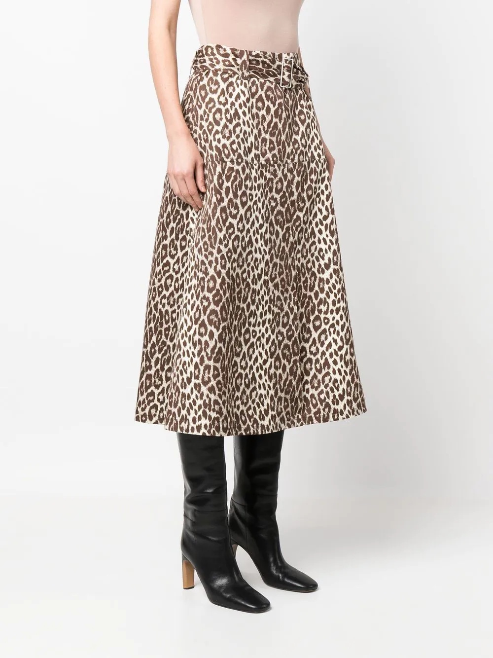 leopard-print midi skirt - 3