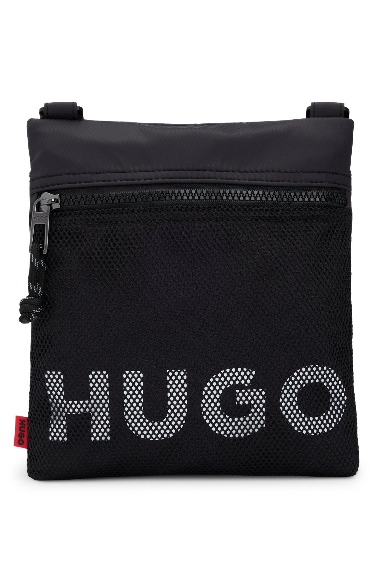ENVELOPE BAG WITH DETACHABLE STRAP AND MESH-COVERED LOGO - 1