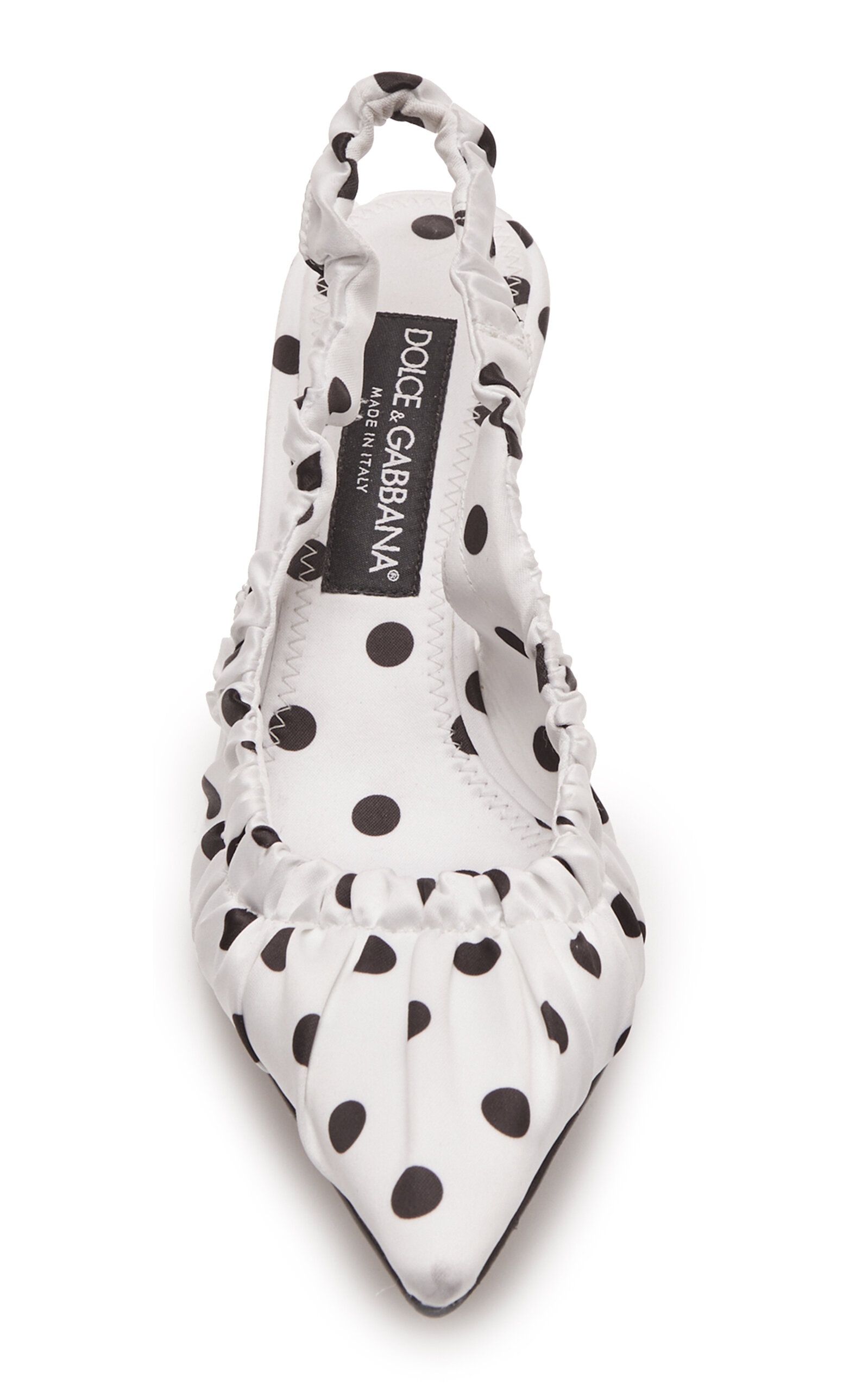 Polka-Dot Satin Slingback Pumps white - 3