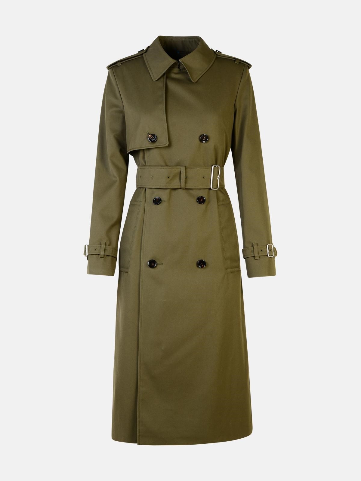 GREEN COTTON BLEND TRENCH COAT - 1