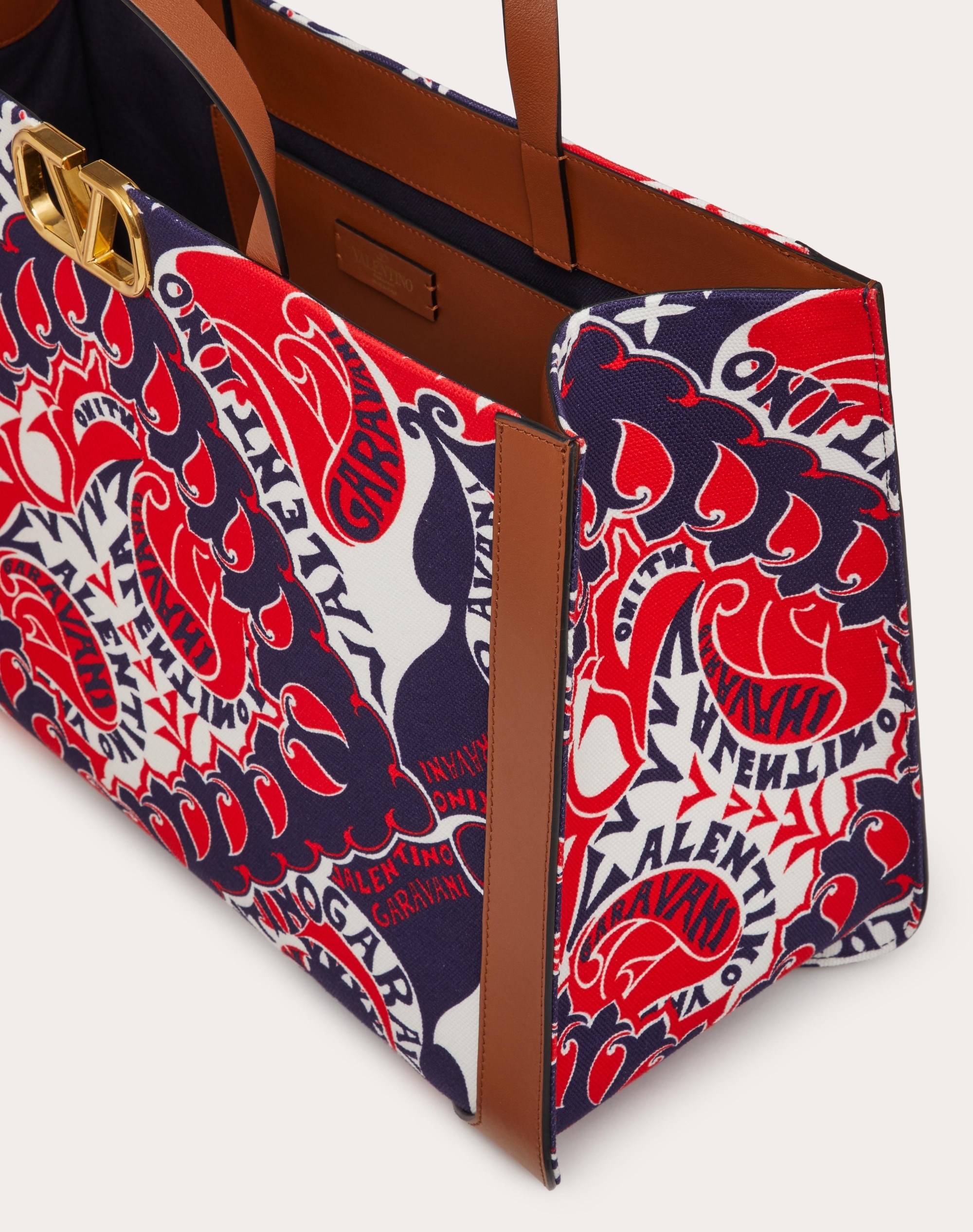VLOGO SIGNATURE CANVAS HANDBAG WITH ARCHIVE MANIFESTO BANDANA PRINT - 4
